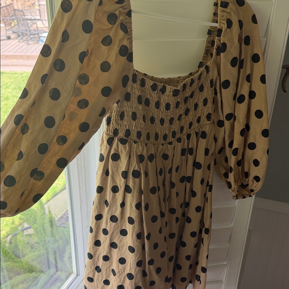 Faithful the Brand Polka Dot Mini puff sleeve Dress